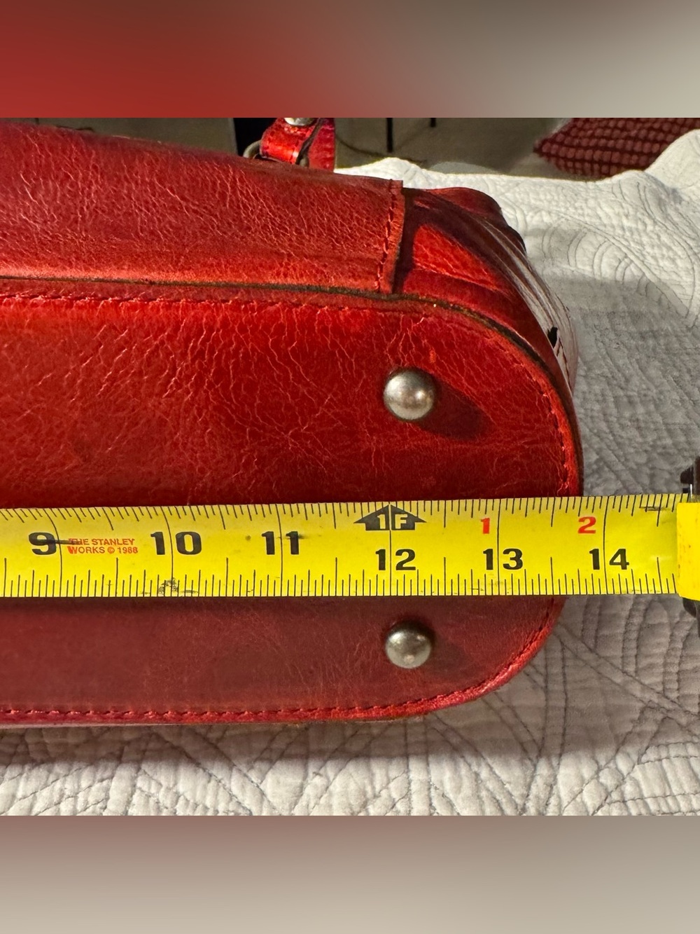 Patricia Nash Bolsena Red Distressed Leather Tote Shoulder Bag Vintage Inspired - Picture 14 of 15